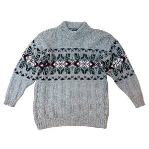 Esk Valley British Wool Fair Isle Cable Knit Sweater Women's P/S  NWOT